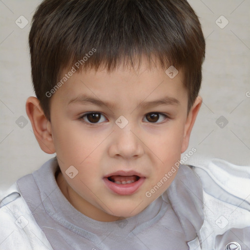 Neutral white child male with short  brown hair and brown eyes