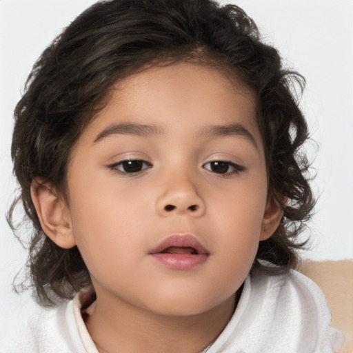 Neutral asian child female with medium  brown hair and brown eyes