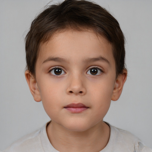 Neutral white child female with short  brown hair and brown eyes