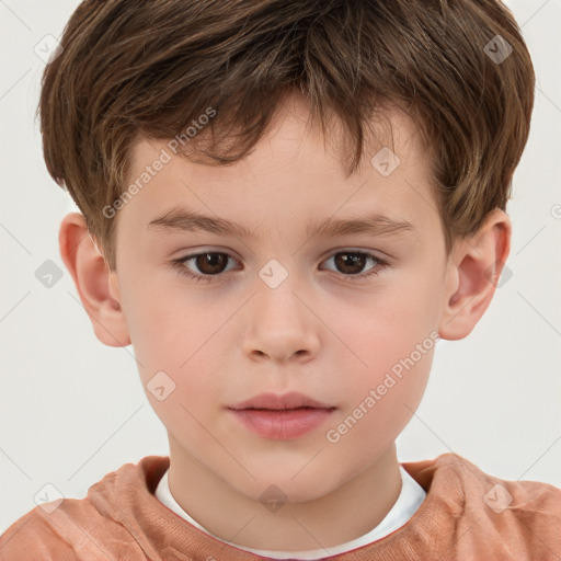 Neutral white child male with short  brown hair and brown eyes