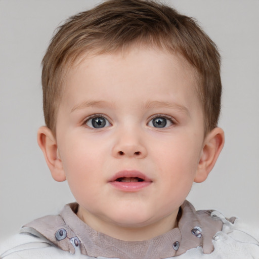 Neutral white child male with short  brown hair and brown eyes