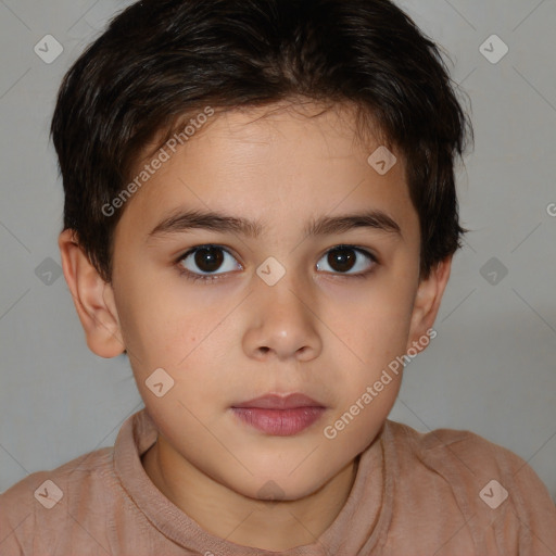 Neutral white child female with short  brown hair and brown eyes