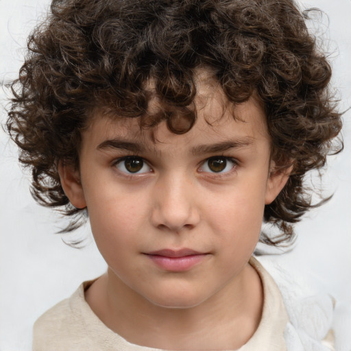 Neutral white child male with medium  brown hair and brown eyes