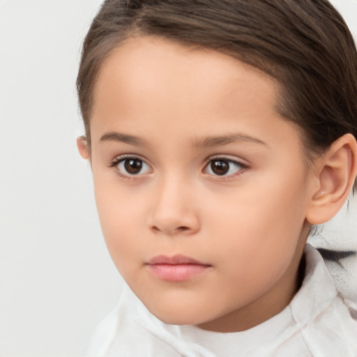 Neutral white child female with short  brown hair and brown eyes