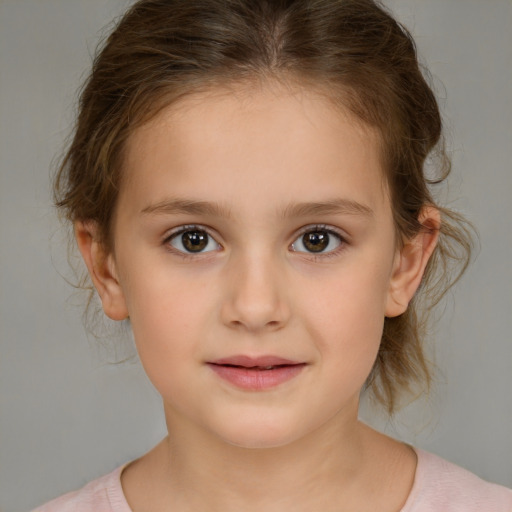 Neutral white child female with medium  brown hair and brown eyes