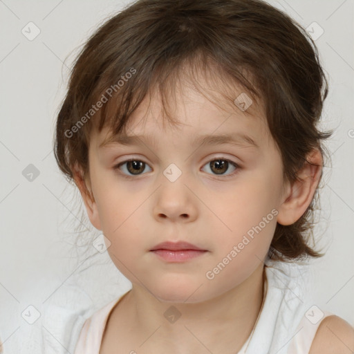 Neutral white child female with medium  brown hair and brown eyes