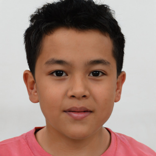 Neutral latino child male with short  brown hair and brown eyes