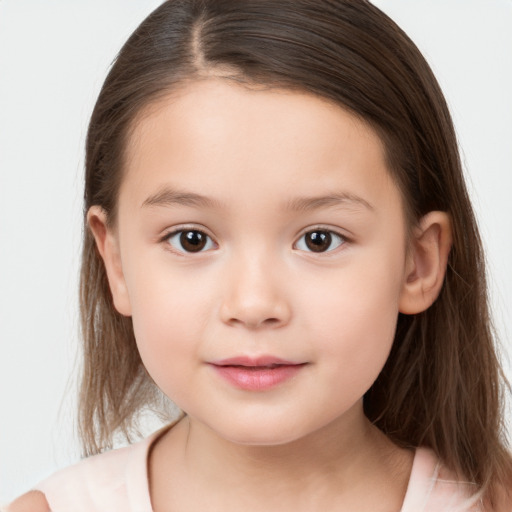 Neutral white child female with medium  brown hair and brown eyes