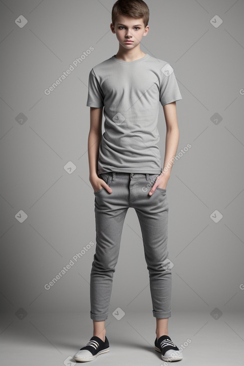 Ukrainian teenager boy with  gray hair