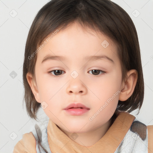 Neutral white child female with medium  brown hair and brown eyes