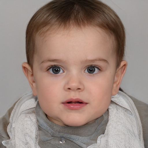 Neutral white child female with short  brown hair and brown eyes