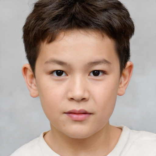Neutral white child male with short  brown hair and brown eyes