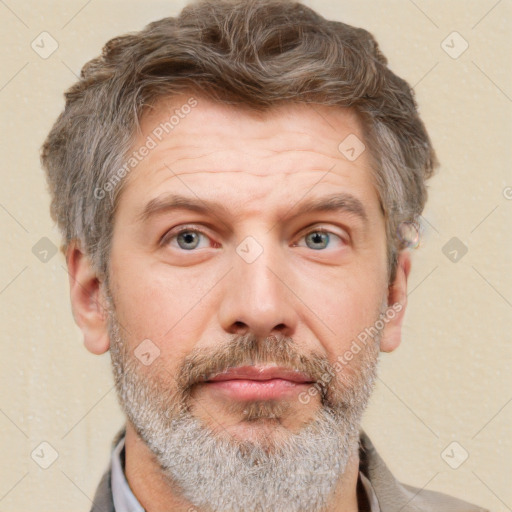 Neutral white adult male with short  brown hair and brown eyes