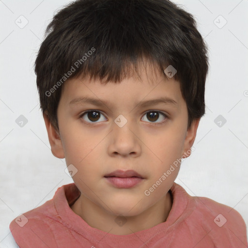 Neutral white child male with short  brown hair and brown eyes