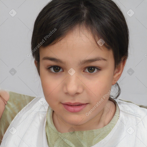 Neutral white child female with medium  brown hair and brown eyes