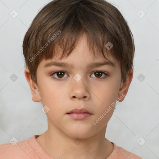 Neutral white child male with short  brown hair and brown eyes