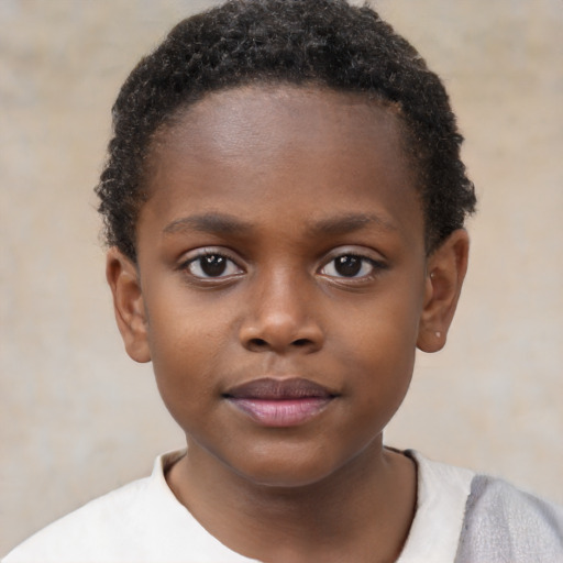 Neutral black child female with short  brown hair and brown eyes