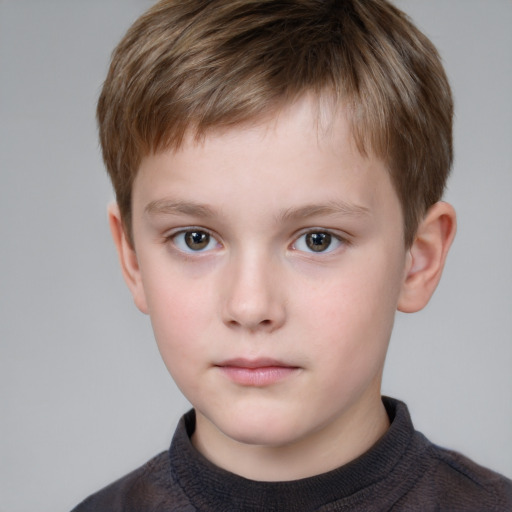 Neutral white child male with short  brown hair and grey eyes