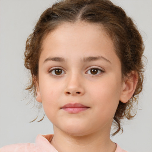 Neutral white child female with medium  brown hair and brown eyes