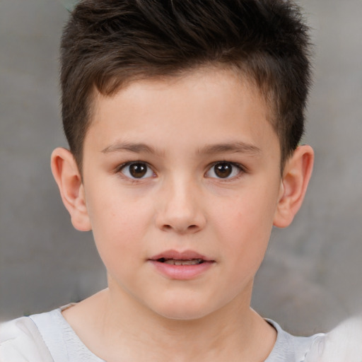 Neutral white child male with short  brown hair and brown eyes