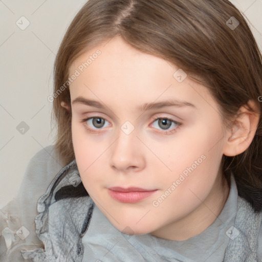 Neutral white child female with medium  brown hair and brown eyes