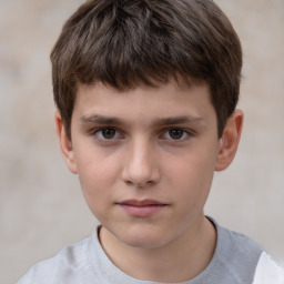 Neutral white child male with short  brown hair and brown eyes