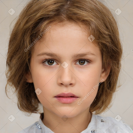 Neutral white child female with medium  brown hair and brown eyes