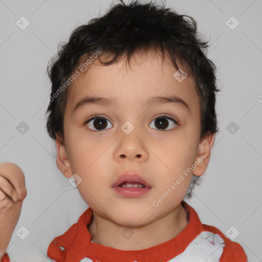 Neutral asian child male with short  brown hair and brown eyes