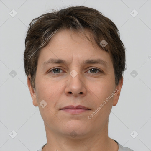 Neutral white adult male with short  brown hair and brown eyes