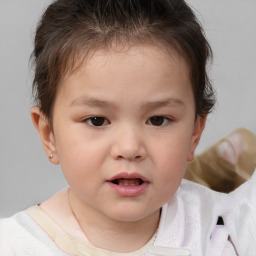 Neutral white child female with short  brown hair and brown eyes