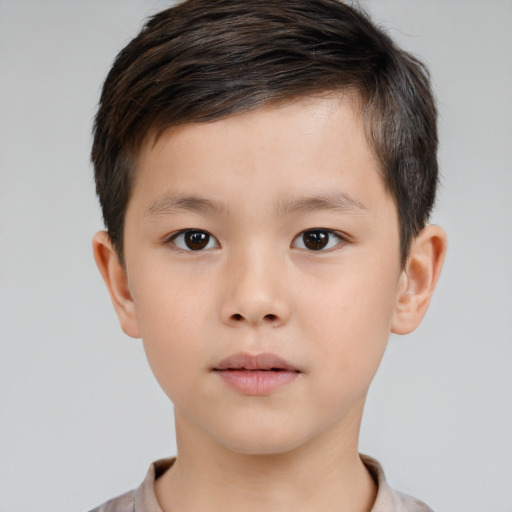 Neutral white child male with short  brown hair and brown eyes