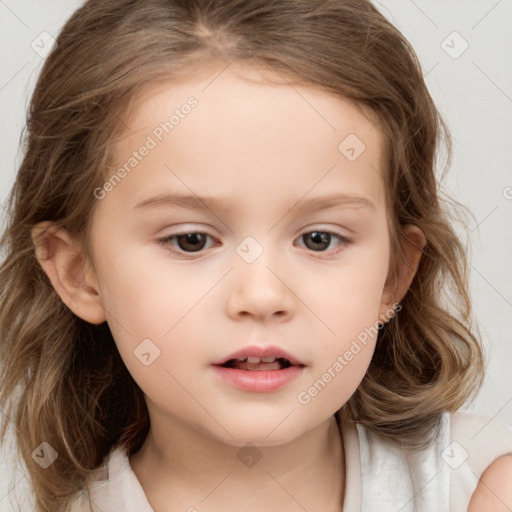 Neutral white child female with medium  brown hair and brown eyes