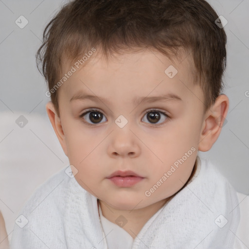 Neutral white child male with short  brown hair and brown eyes