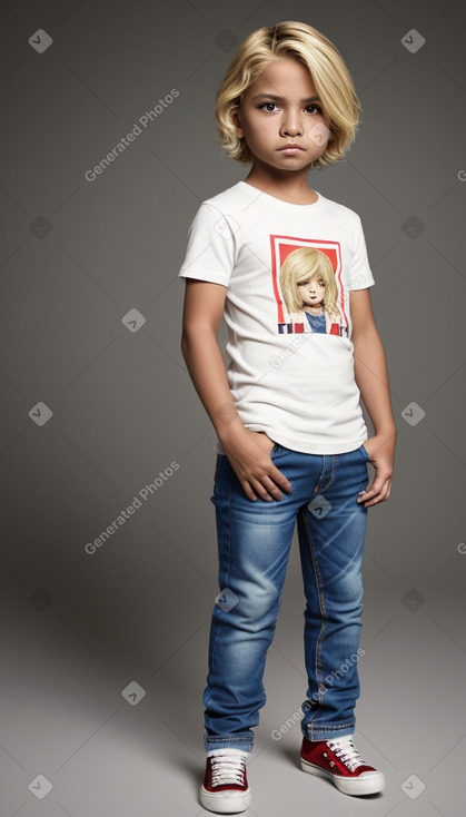 Peruvian child boy with  blonde hair