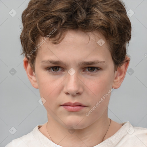 Neutral white child male with short  brown hair and brown eyes