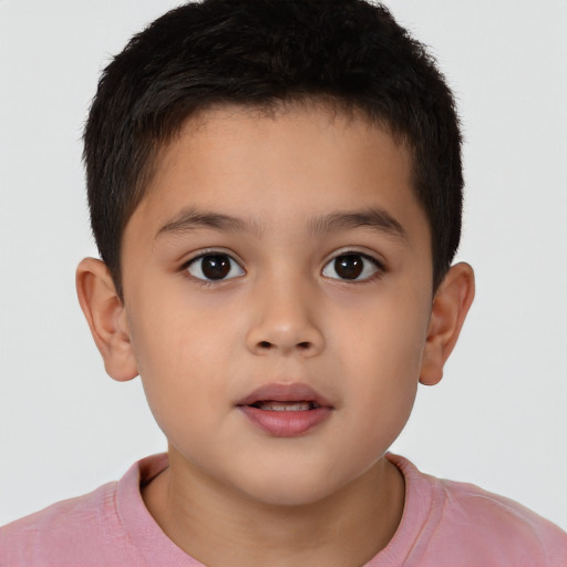 Neutral asian child male with short  brown hair and brown eyes