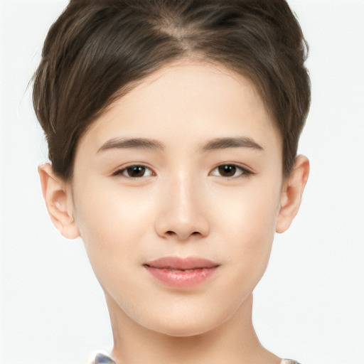 Neutral white young-adult female with short  brown hair and brown eyes