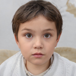 Neutral white child female with short  brown hair and brown eyes