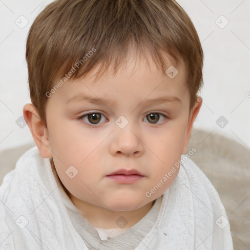 Neutral white child male with short  brown hair and brown eyes