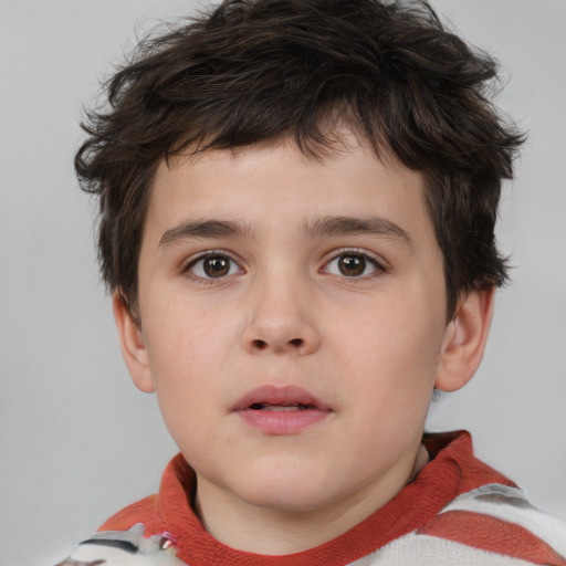 Neutral white child male with short  brown hair and brown eyes