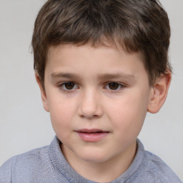 Neutral white child male with short  brown hair and brown eyes