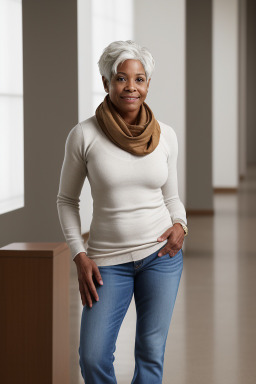 African american middle-aged female with  white hair