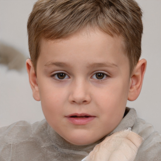 Neutral white child male with short  brown hair and brown eyes