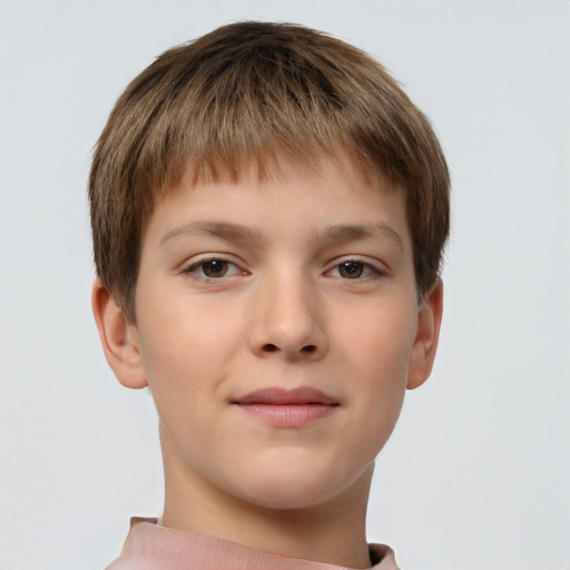 Neutral white child male with short  brown hair and brown eyes