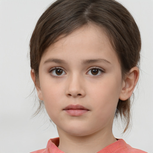 Neutral white child female with medium  brown hair and brown eyes