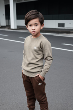 Singaporean child boy with  brown hair