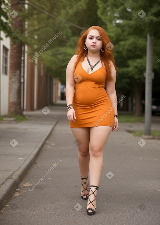 Hispanic teenager girl with  ginger hair