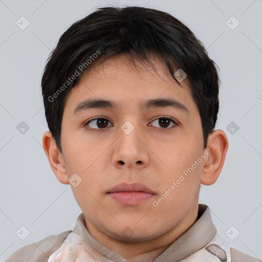 Neutral asian young-adult male with short  brown hair and brown eyes