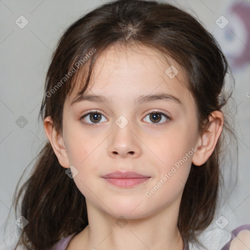 Neutral white child female with medium  brown hair and brown eyes