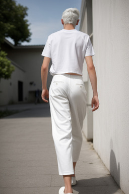 Slovenian teenager boy with  white hair